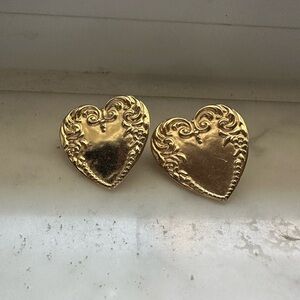 Anthropologie Gold Heart Earrings